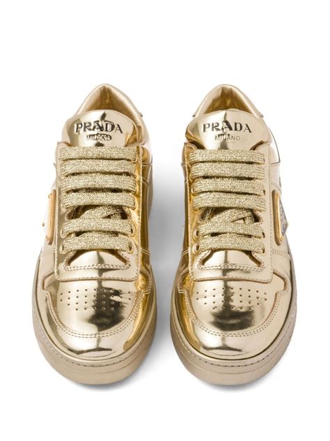 prada metallic trainers|Prada downtown leather sneakers.